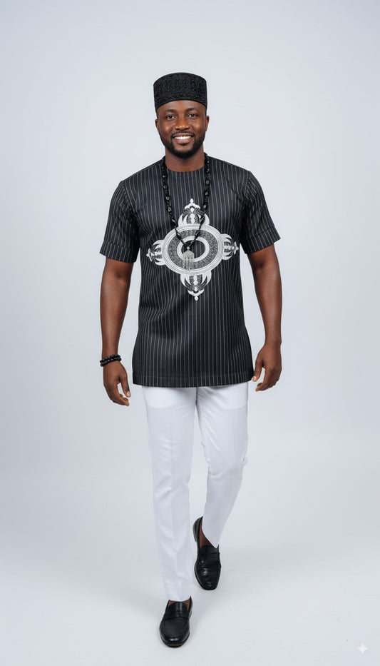 Bold Black Stripe Senator Suit...