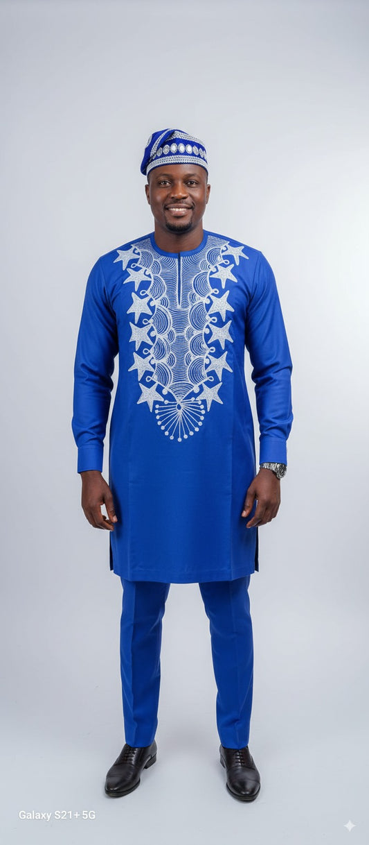Blue Senator with Golden Crest Embroidery