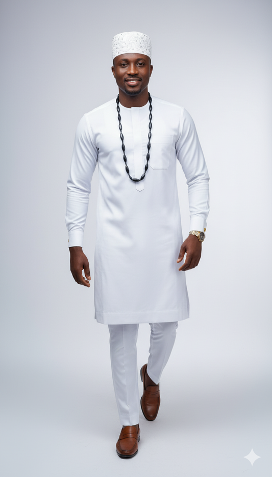 Agbada Set in Pristine White