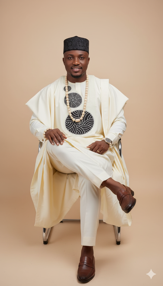 Bold Golden Agbada Suit- Dynamic...