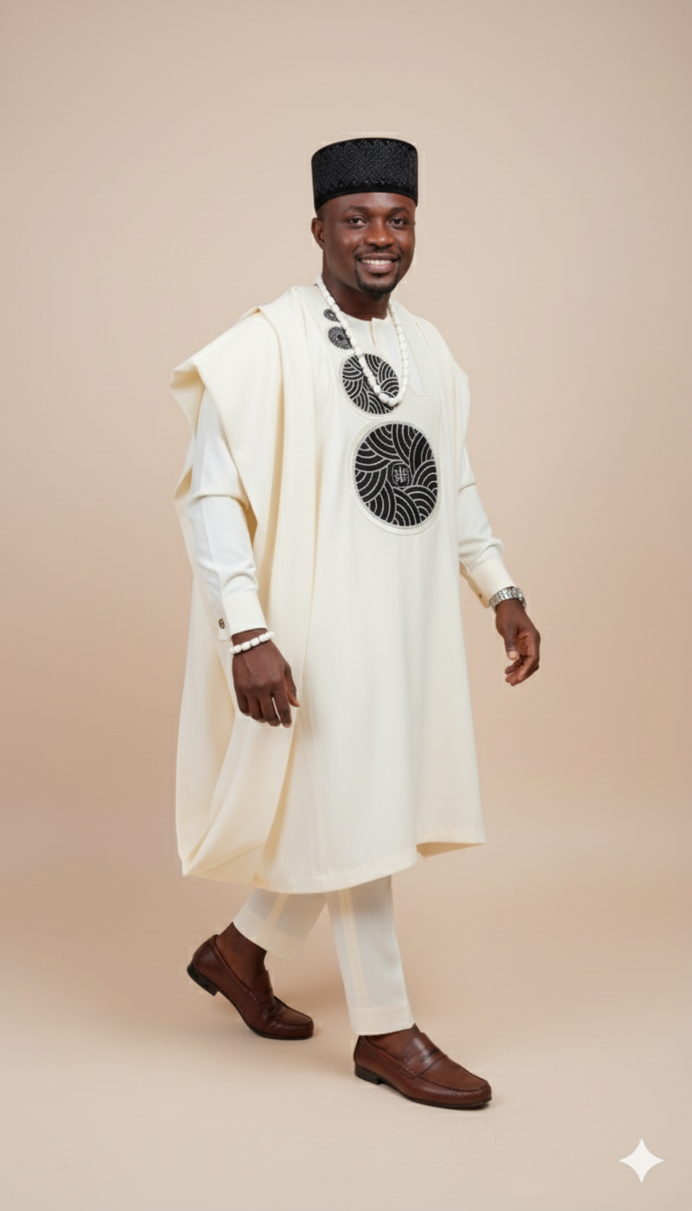 Bold Golden Agbada Suit- Dynamic...