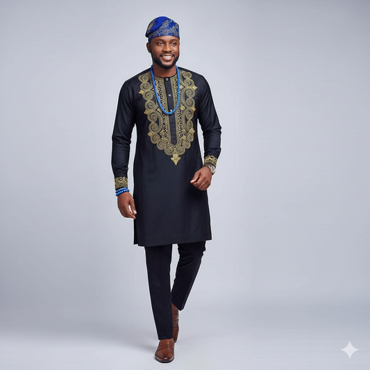 Elegant Senator Suit with Golden Embroidery