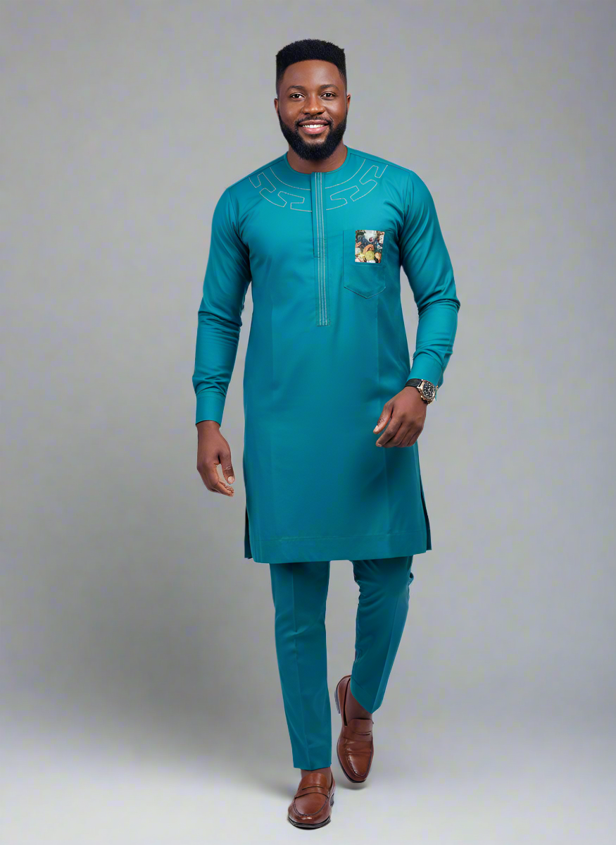 The Teal Serenity Agbada