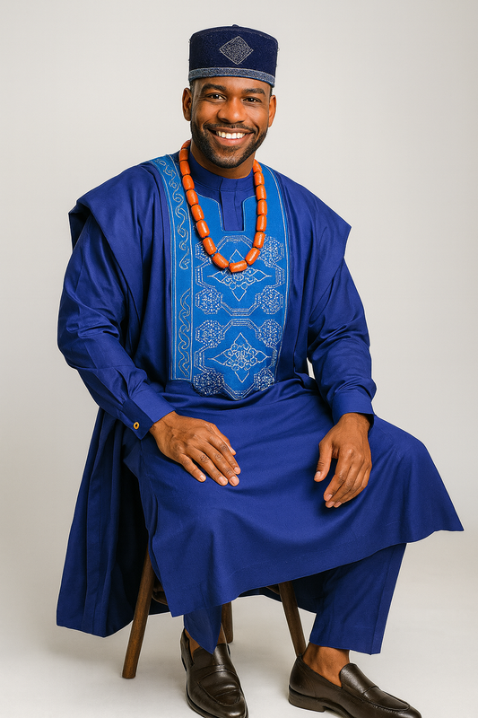 Blue 3‑Piece agbada