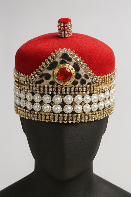 SINTAFRIK Royal Beaded Velvet Kufi cap