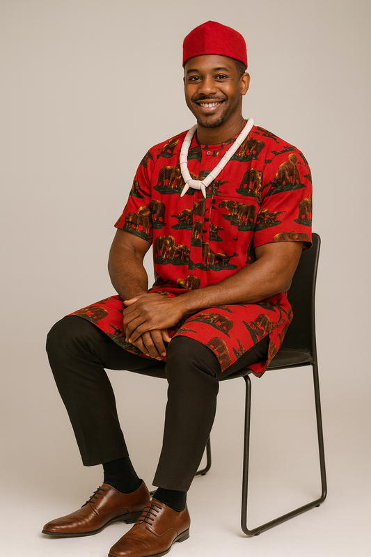 Royal Burgundy Traditional Attire