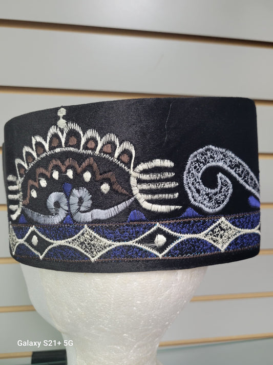 Yao 2‑Piece Agbada Set – Slate Chevron Panel by SintAfrik