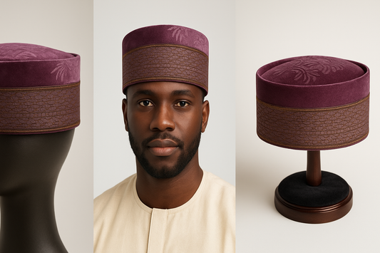 Regal Kufi Cap – Mustard Velvet