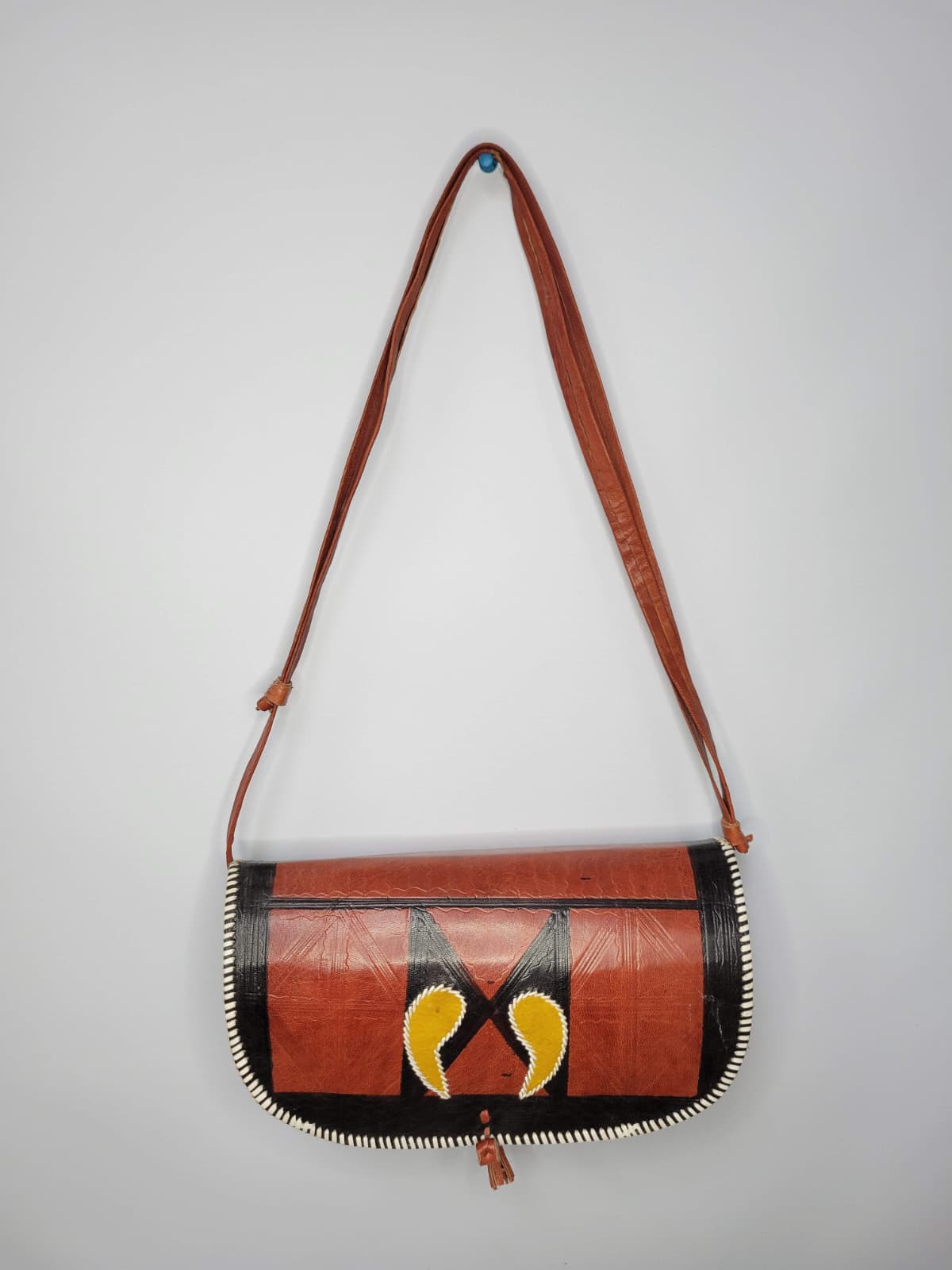 Geometric Elegance Leather Shoulder Bag