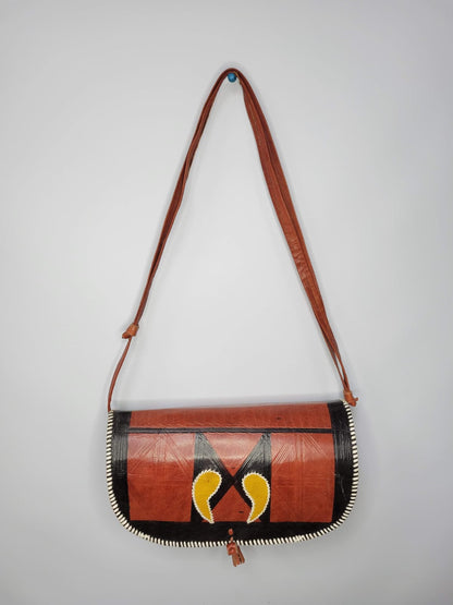 Geometric Elegance Leather Shoulder Bag