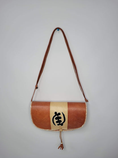 Geometric Elegance Leather Shoulder Bag