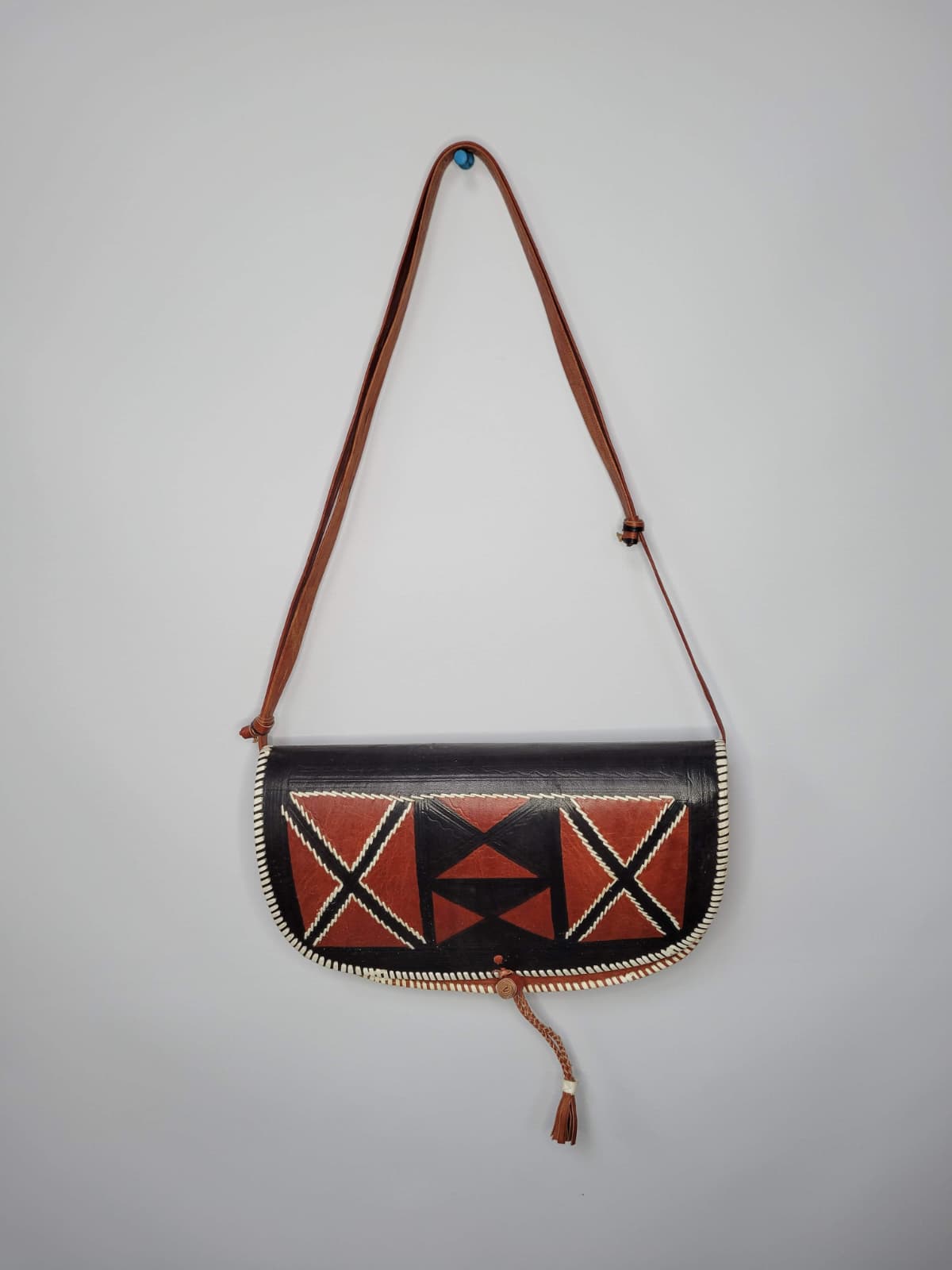 Geometric Elegance Leather Shoulder Bag