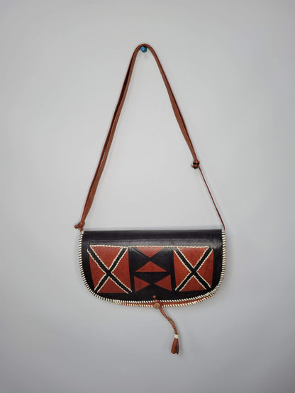 Geometric Elegance Leather Shoulder Bag