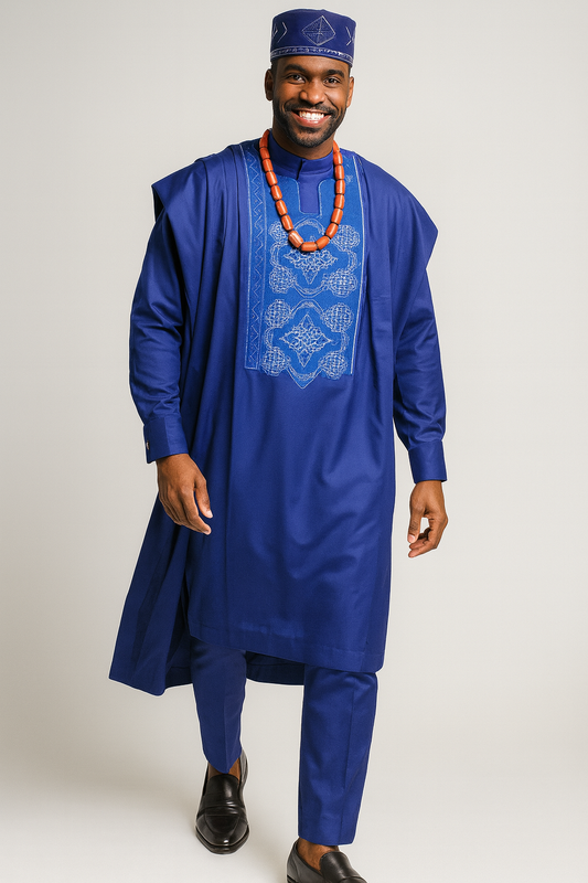Blue 3‑Piece agbada
