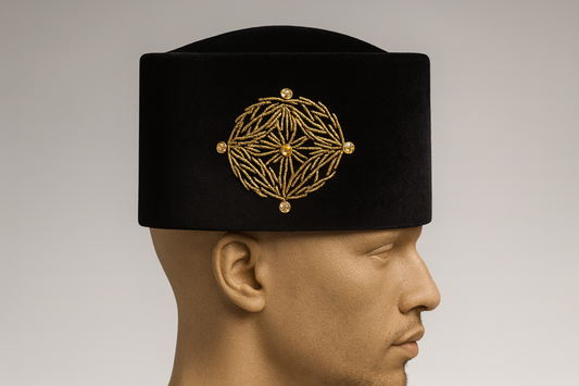 Emir Kufi Cap – Slate with Sky Bands