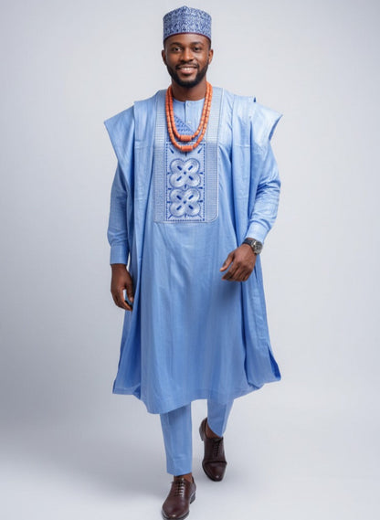 The Serene Sky Blue Agbada