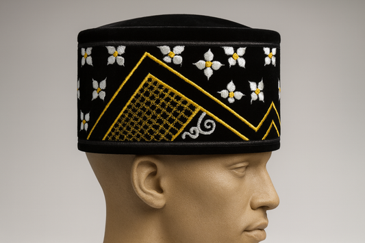 Elegant African Embroidered Velvet Kufi