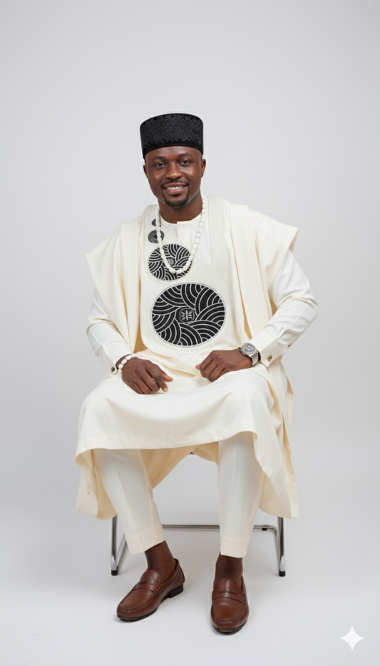 Bold Golden Agbada Suit- Dynamic...
