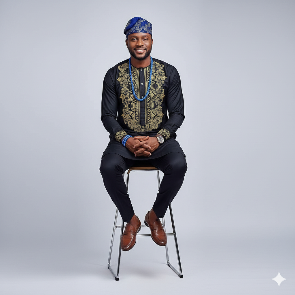 Elegant Senator Suit with Golden Embroidery