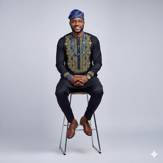 Elegant Senator Suit with Golden Embroidery