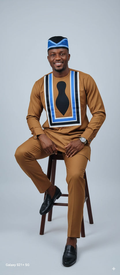 Vibrant Adire Pattern Senator Suit