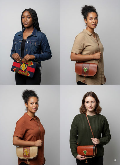 Geometric Elegance Leather Shoulder Bag