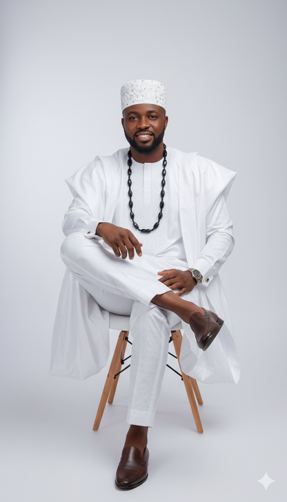 Agbada Set in Pristine White