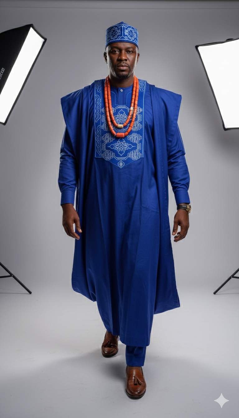 Blue 3‑Piece agbada