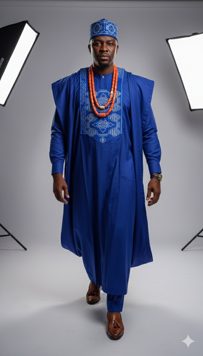Blue 3‑Piece agbada