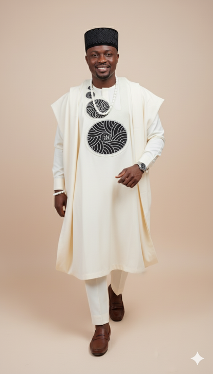 Bold Golden Agbada Suit- Dynamic...