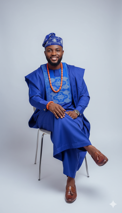 Blue 3‑Piece agbada