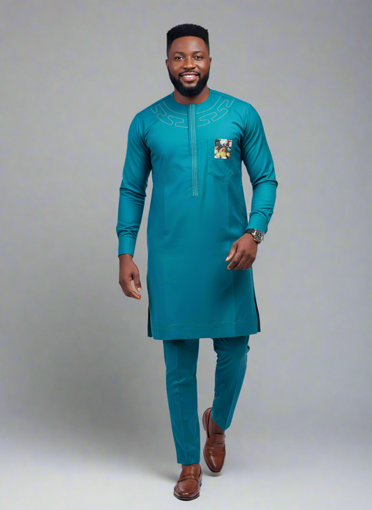 The Teal Serenity Agbada
