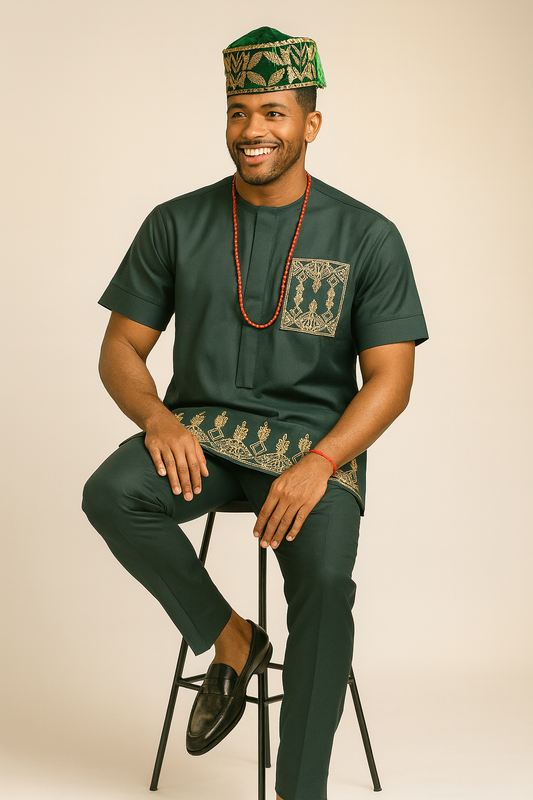 Emerald Inspired Senator Suit with Embroidery