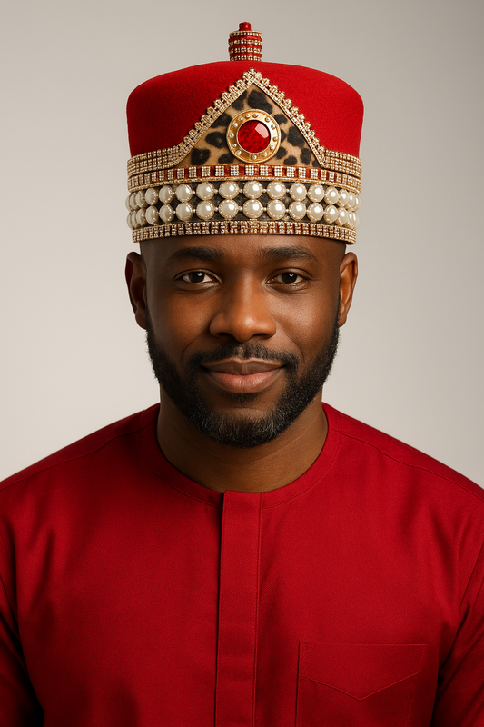 SINTAFRIK Royal Beaded Velvet Kufi cap